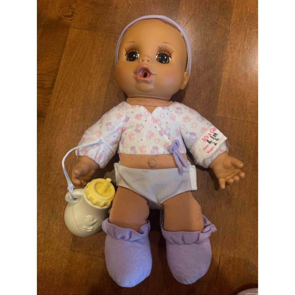 Baby Alive Doll 2007 Hasbro Soft Body Cloth Baby Doll Outfit Bottle